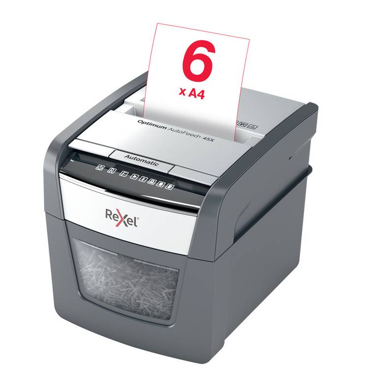 Rexel Optimum AutoFeed 45X cross cut shredder 20L, UK version