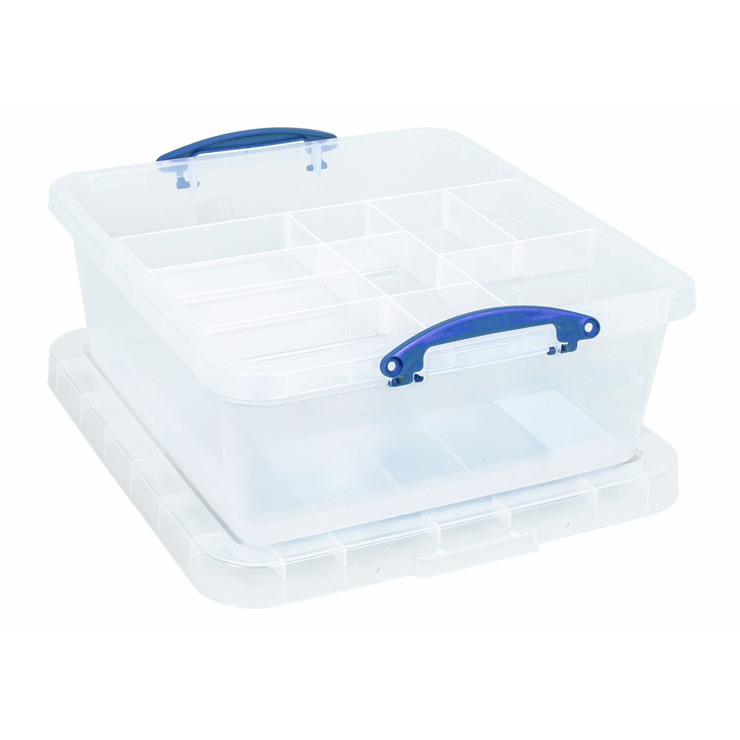 Really Useful plastic storage box clear 31.5L, imported from the UK