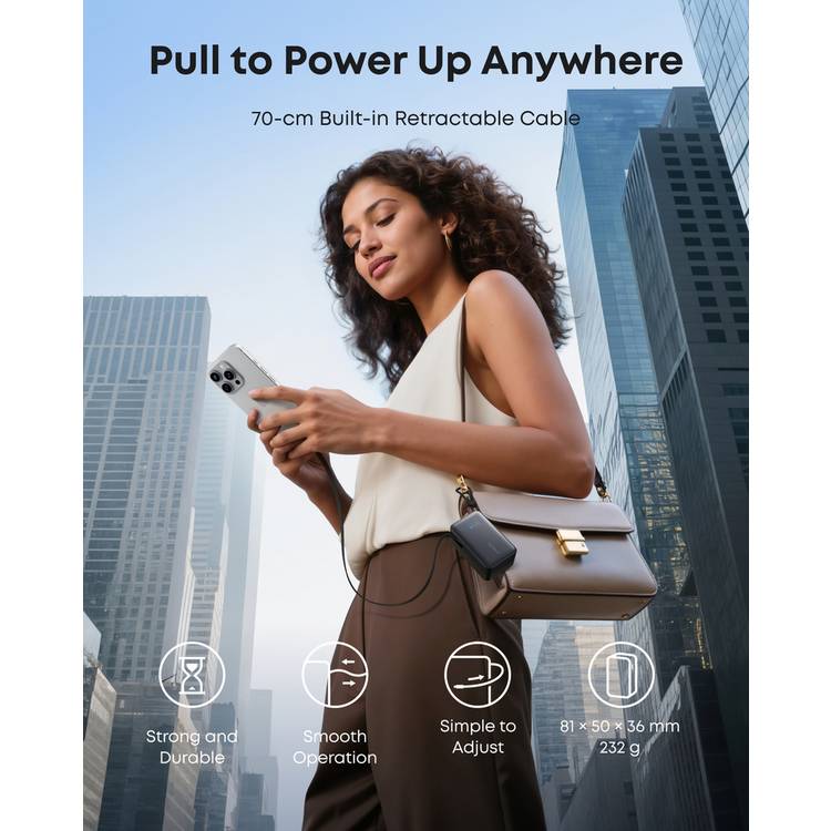 Anker Nano power bank with built-in USB-C cable 10000mAh - British product