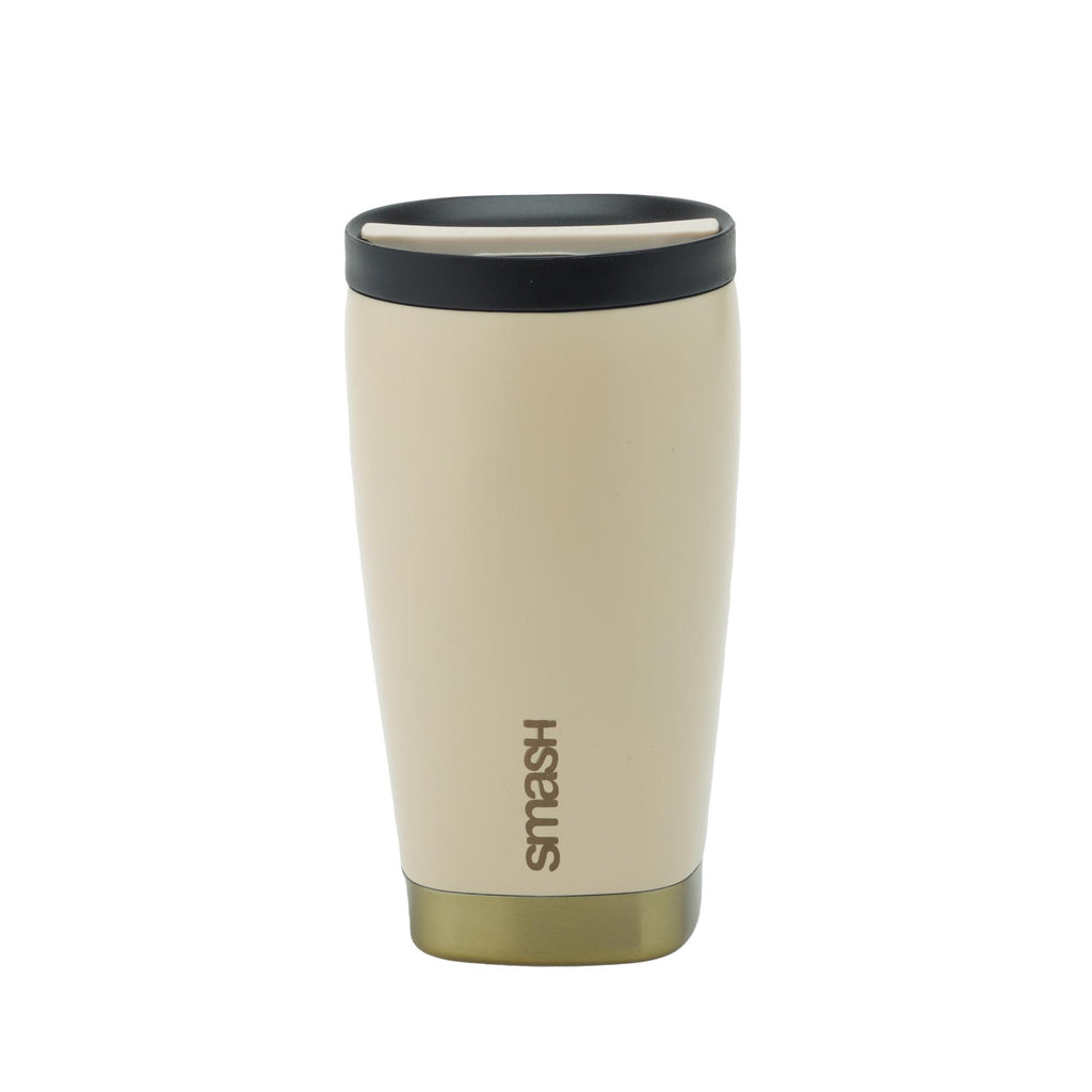 Smash Stainless Steel Twist & Lock Coffee Cup Beige & Gold 350ml