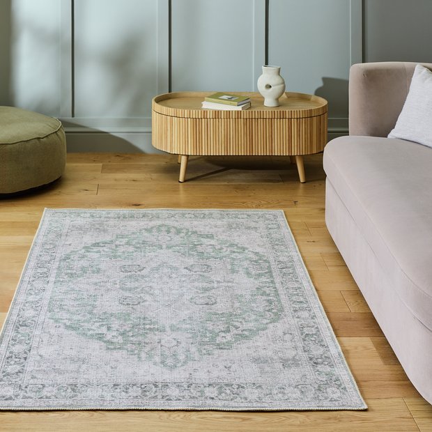 Habitat green vintage effect rug 80x150cm (British brand)