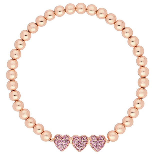 Lipsy rose gold plated stretch bracelet micro pave pink, UK version