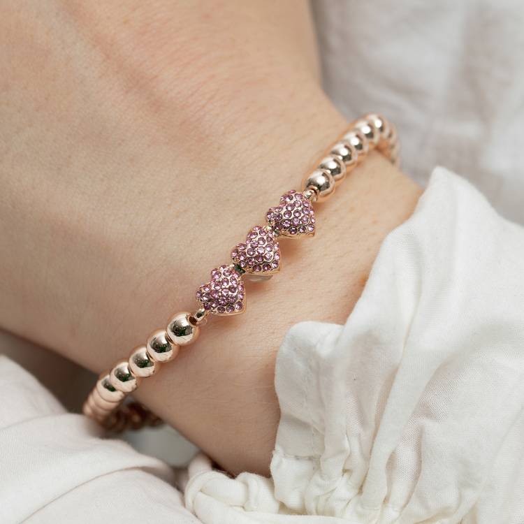 Lipsy rose gold plated stretch bracelet micro pave pink, UK version