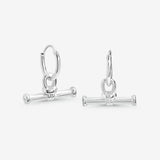 Simply Silver 925 textured T bar hoop earrings (British brand)