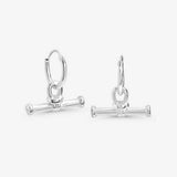Simply Silver 925 textured T bar hoop earrings (British brand)