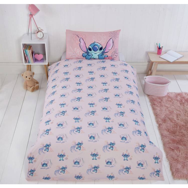 Disney Lilo & Stitch pink toddler bedding set, imported from the UK