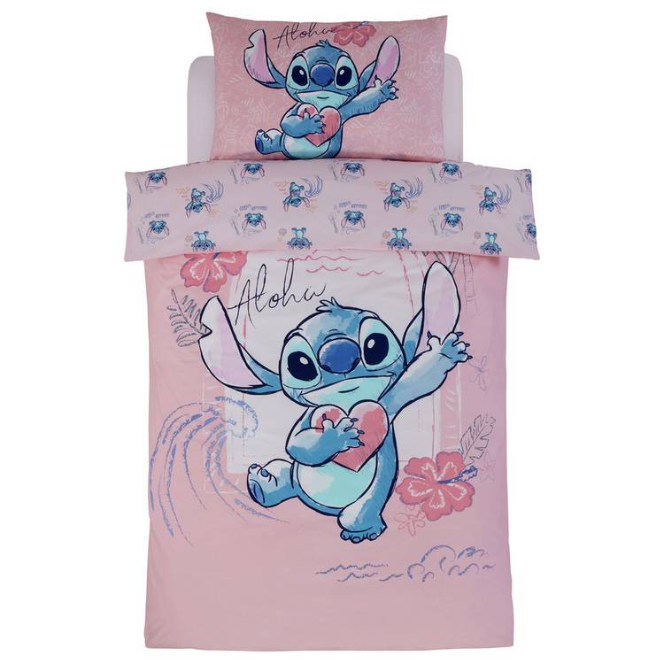 Disney Lilo & Stitch pink toddler bedding set, imported from the UK