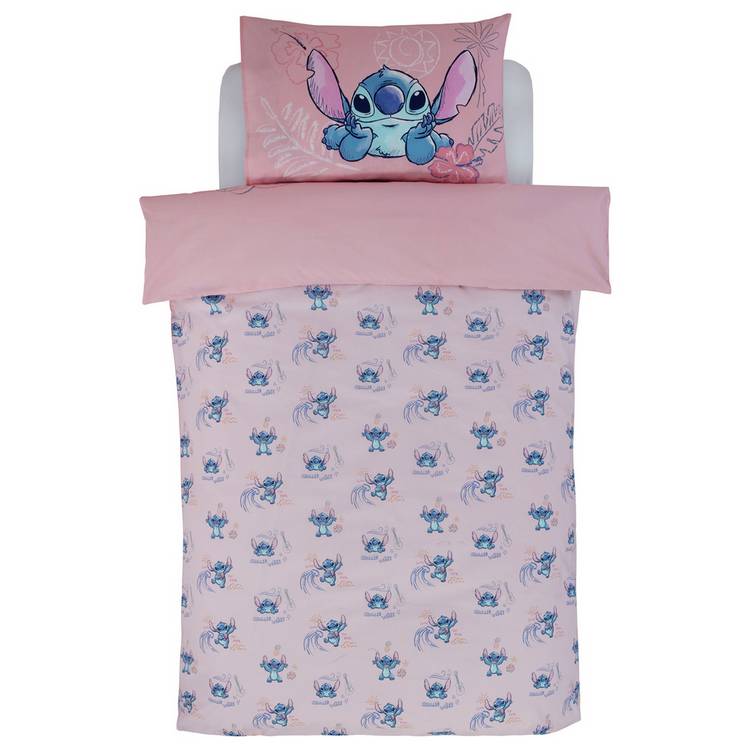 Disney Lilo & Stitch pink toddler bedding set, imported from the UK