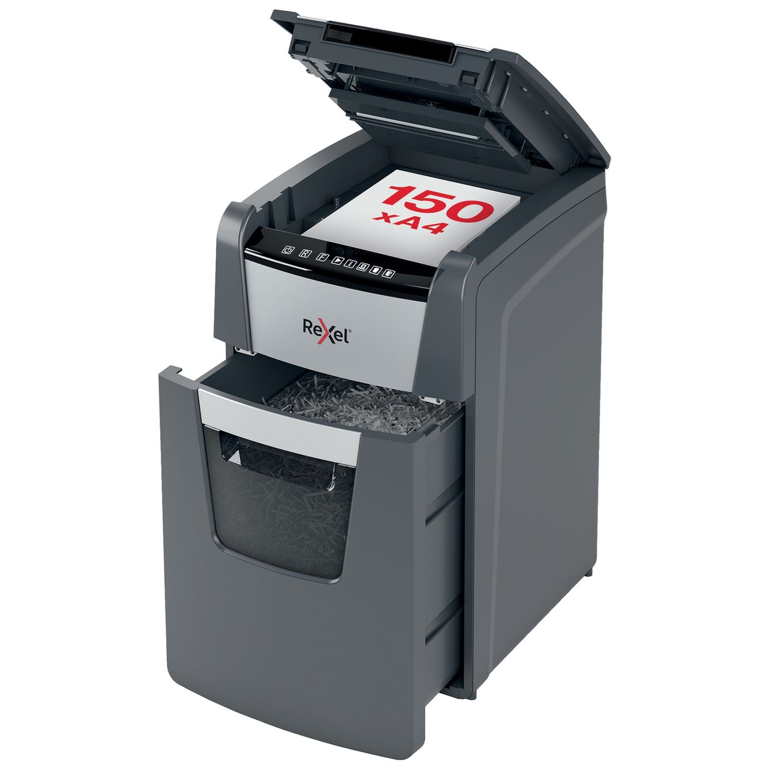 Rexel Optimum AutoFeed+ 150X cross cut shredder, imported from the UK