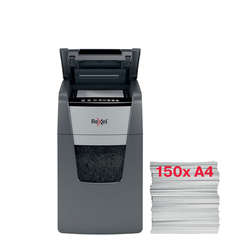 Rexel Optimum AutoFeed+ 150X cross cut shredder, imported from the UK