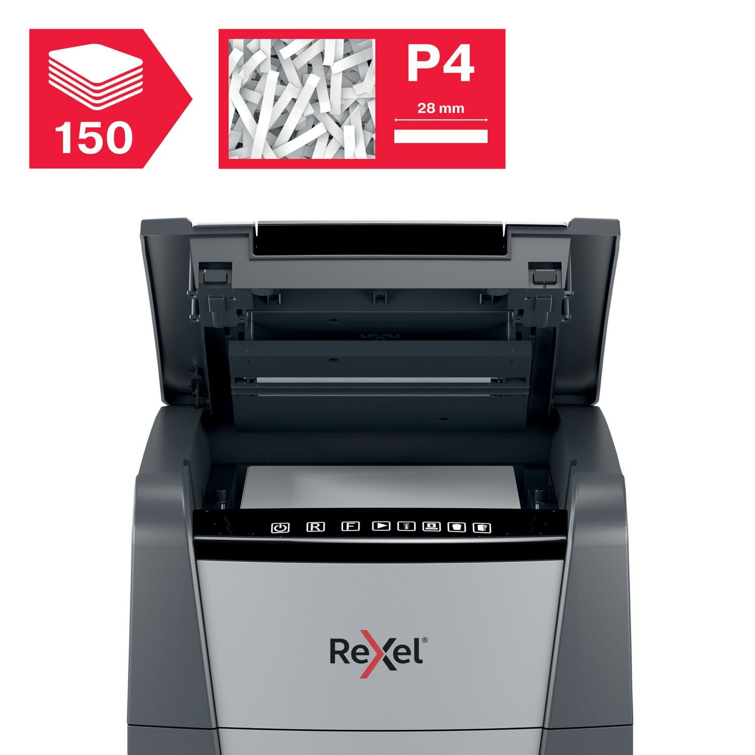 Rexel Optimum AutoFeed+ 150X cross cut shredder, imported from the UK