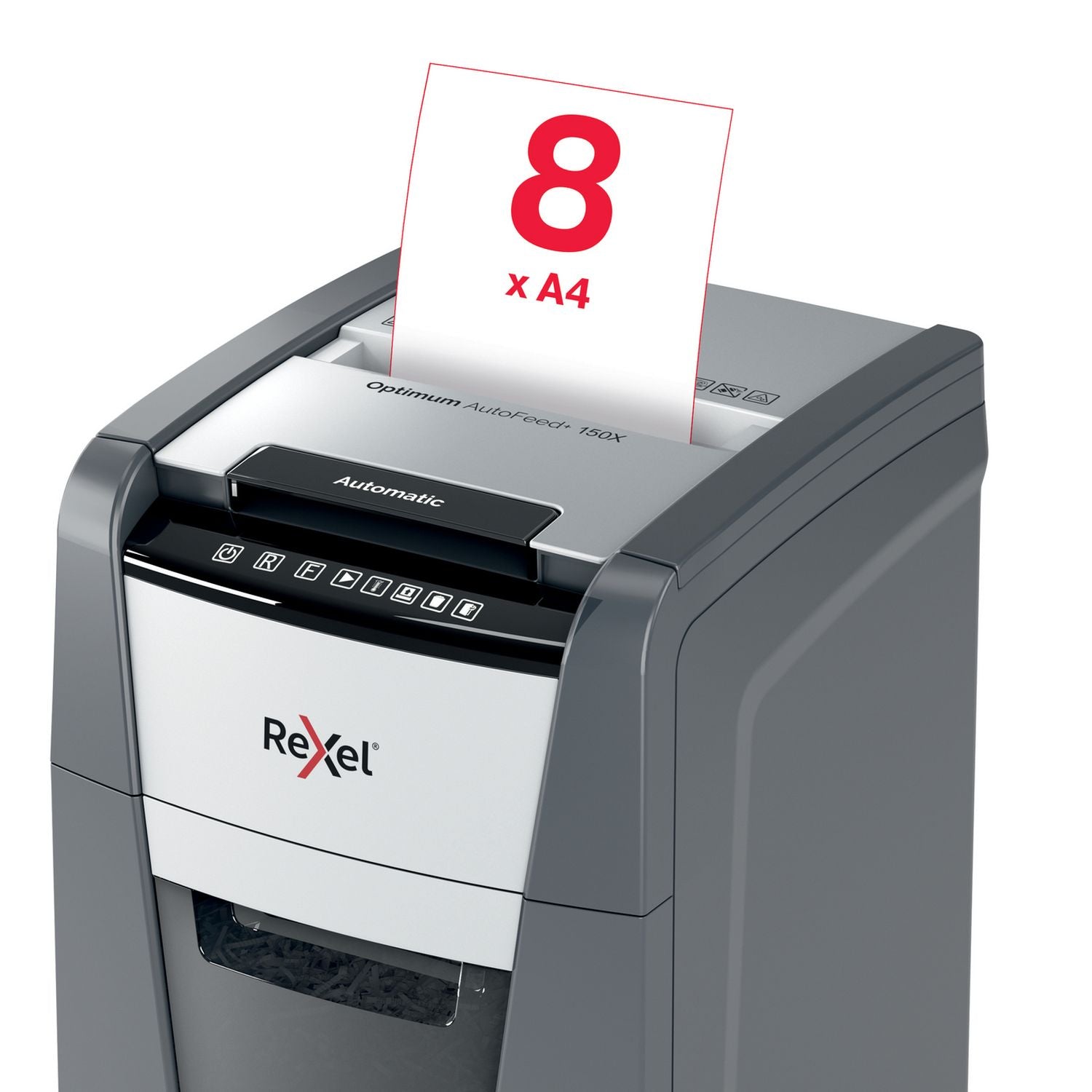 Rexel Optimum AutoFeed+ 150X cross cut shredder, imported from the UK