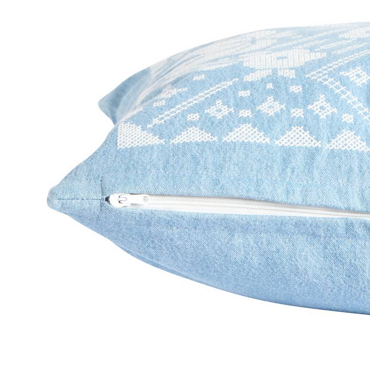 Habitat folk floral stitch denim cushion blue 43x43cm, imported from the UK