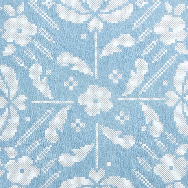 Habitat folk floral stitch denim cushion blue 43x43cm, imported from the UK