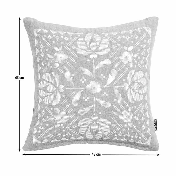 Habitat folk floral stitch denim cushion blue 43x43cm, imported from the UK