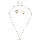 Liars and Lovers gold tone T bar earrings and necklace set - British product