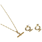 Liars and Lovers gold tone T bar earrings and necklace set - British product