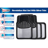 Streetwize heavy-duty rubber car mat set chrome trim - British product