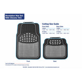 Streetwize heavy-duty rubber car mat set chrome trim - British product