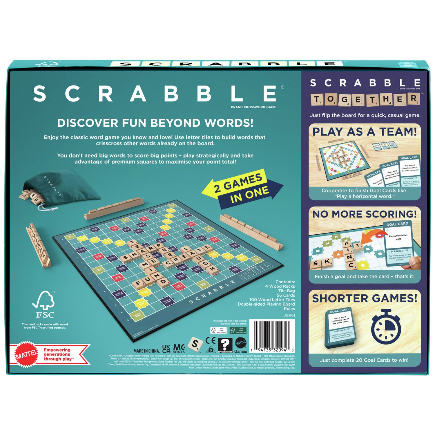 Scrabble wooden board game with two gameplay modes - British product