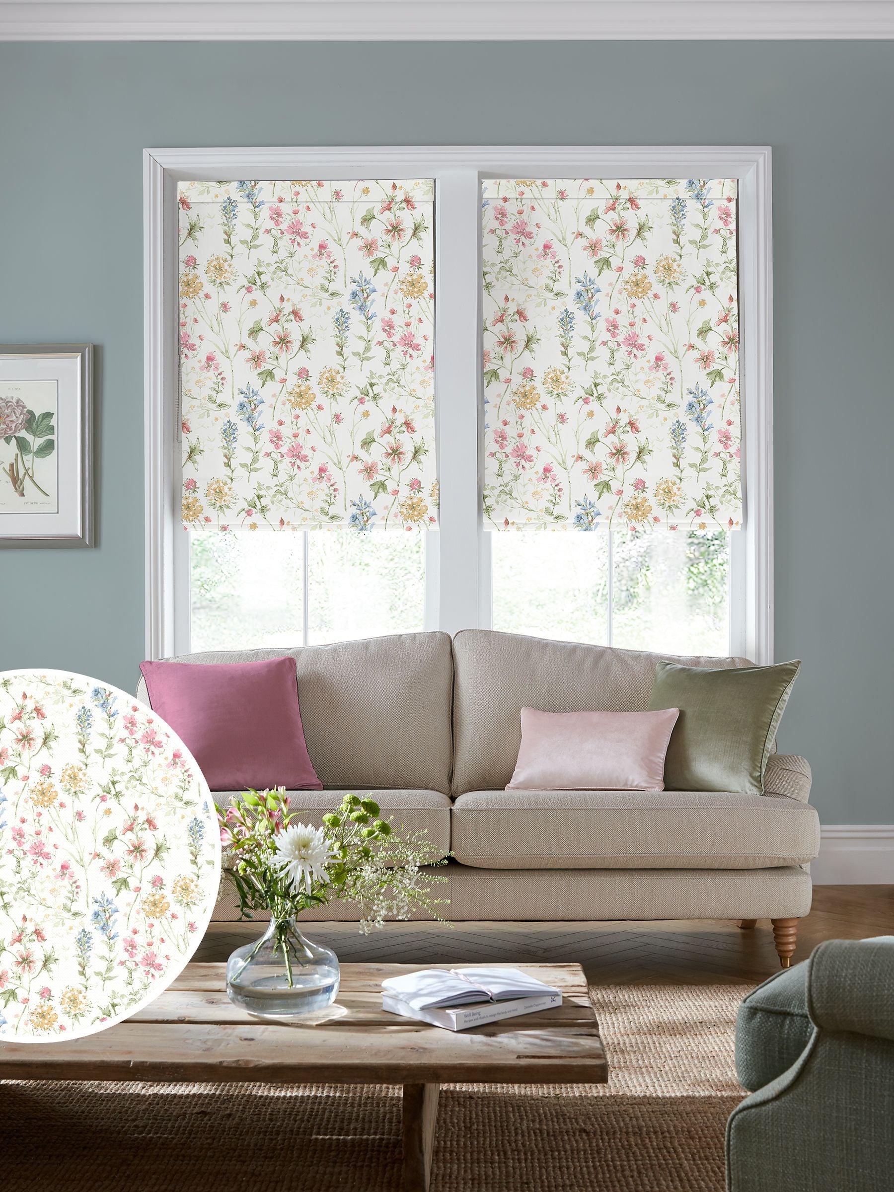 Laura Ashley Wild Meadow Raffrollo floraler Druck (britische Marke)