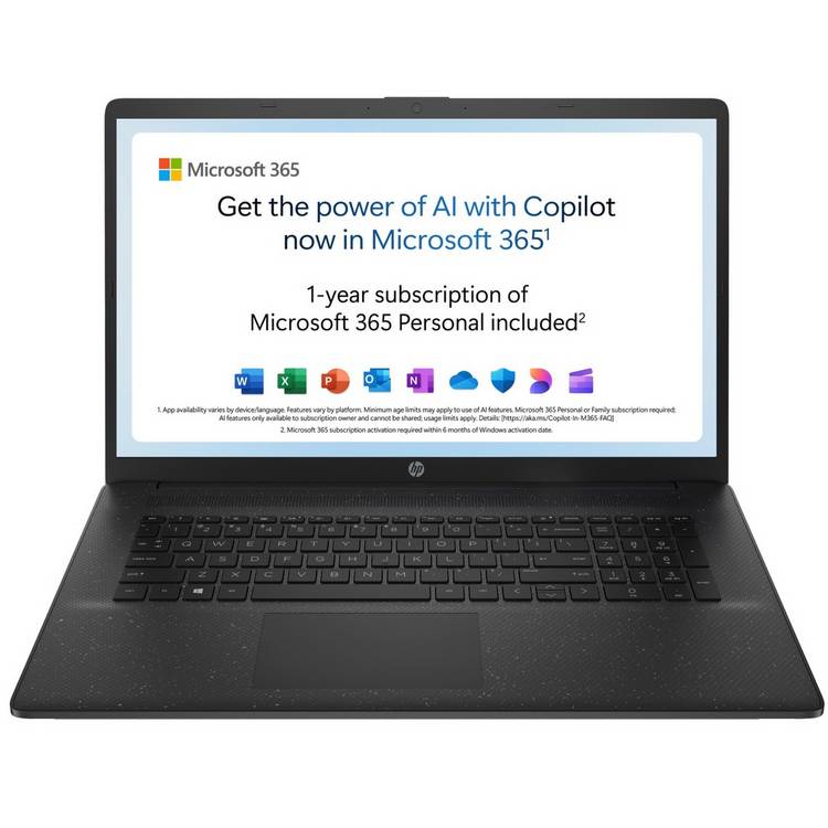 HP 17.3 laptop N100 4GB 128GB black (British brand)