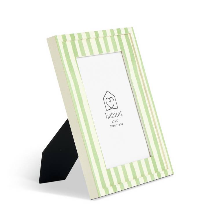 Habitat green stripe printed picture frame 4x6 - British product