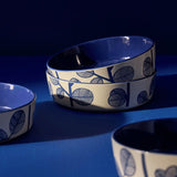 Habitat blue leaf stoneware pasta bowls 22cm set of 4, imported from the UK