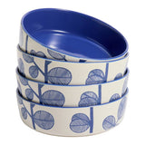 Habitat blue leaf stoneware pasta bowls 22cm set of 4, imported from the UK