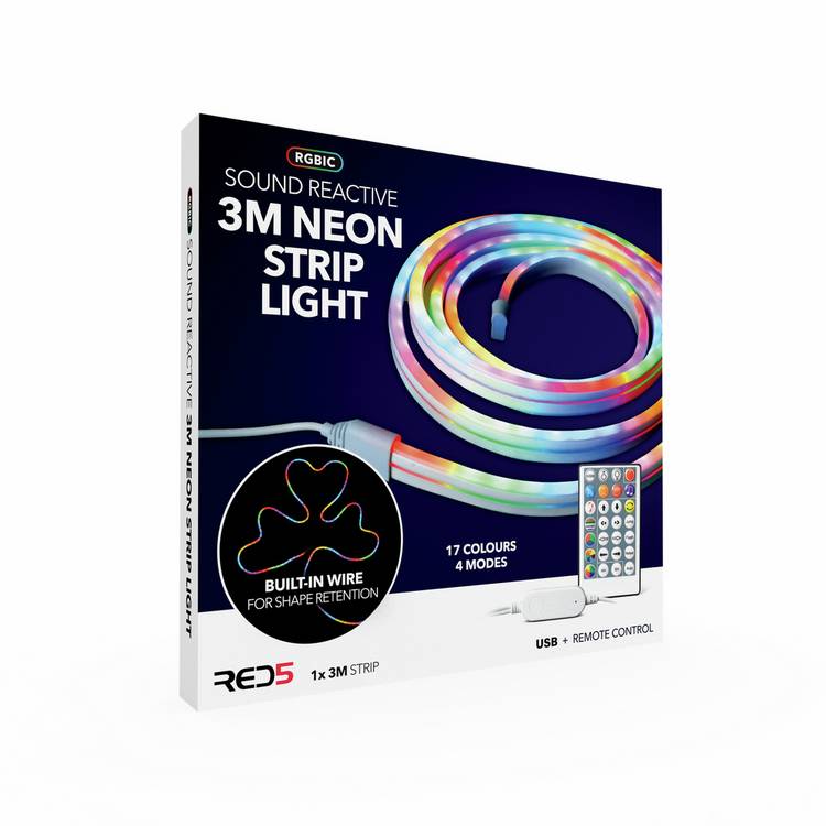 Menkind sound reactive neon strip light 3M, UK version