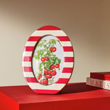 Habitat red and white striped oval resin picture frame 4x6, imported from the UK