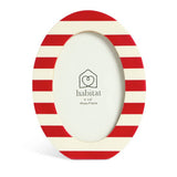 Habitat red and white striped oval resin picture frame 4x6, imported from the UK
