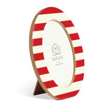 Habitat red and white striped oval resin picture frame 4x6, imported from the UK