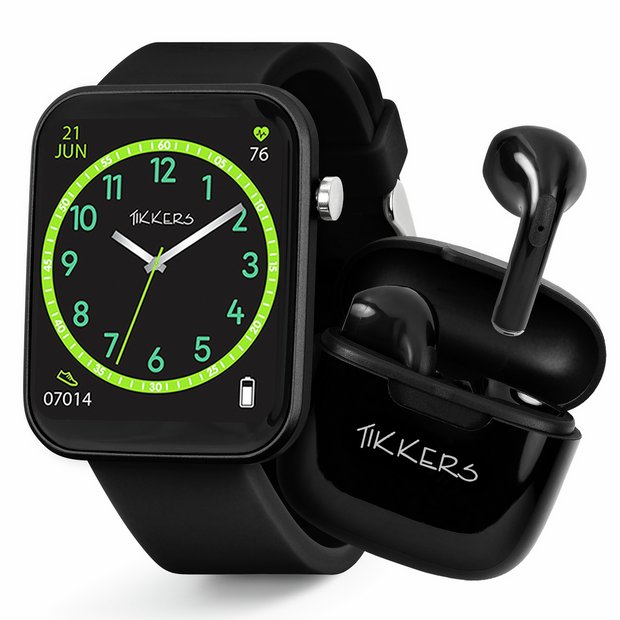Tikkers Teen Series 13 Black smartwatch and earbuds set - British product