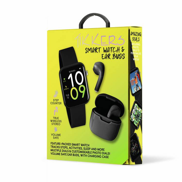 Tikkers Teen Series 13 Black smartwatch and earbuds set - British product