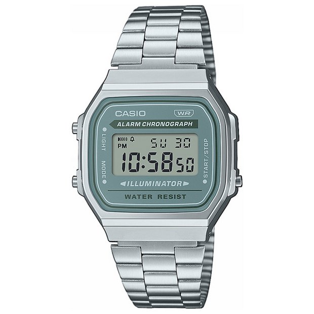 Casio Vintage green dial stainless steel watch - British product