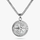 Revere stainless steel compass pendant necklace 60cm - British product