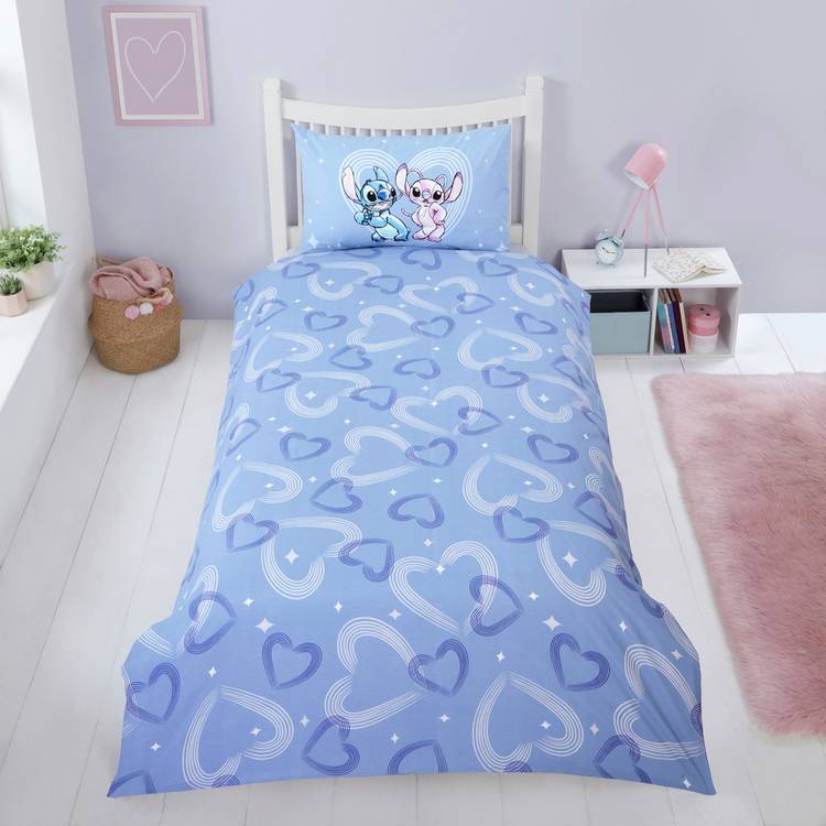 Disney Stitch and Angel toddler bedding set in lilac (British brand)