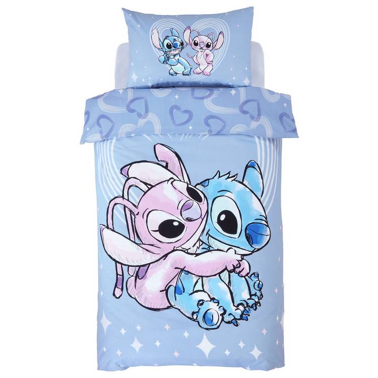 Disney Stitch and Angel toddler bedding set in lilac (British brand)