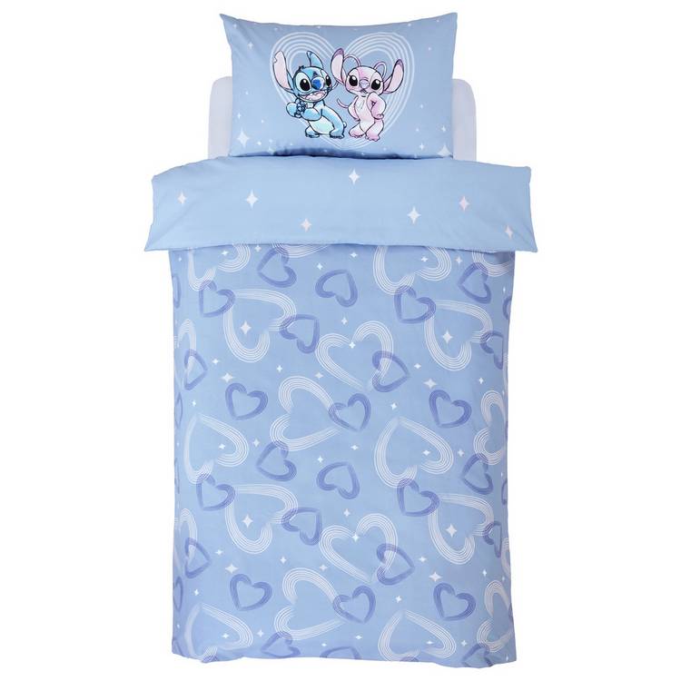 Disney Stitch and Angel toddler bedding set in lilac (British brand)
