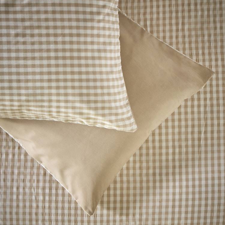 Habitat Gingham Seersucker neutral single bedding set, imported from the UK