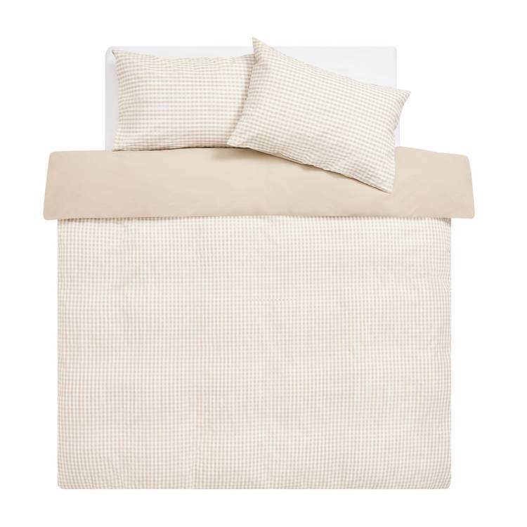 Habitat Gingham Seersucker neutral single bedding set, imported from the UK