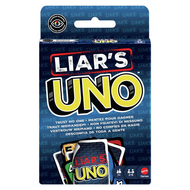 UNO Liar's card game for family parties (British brand)