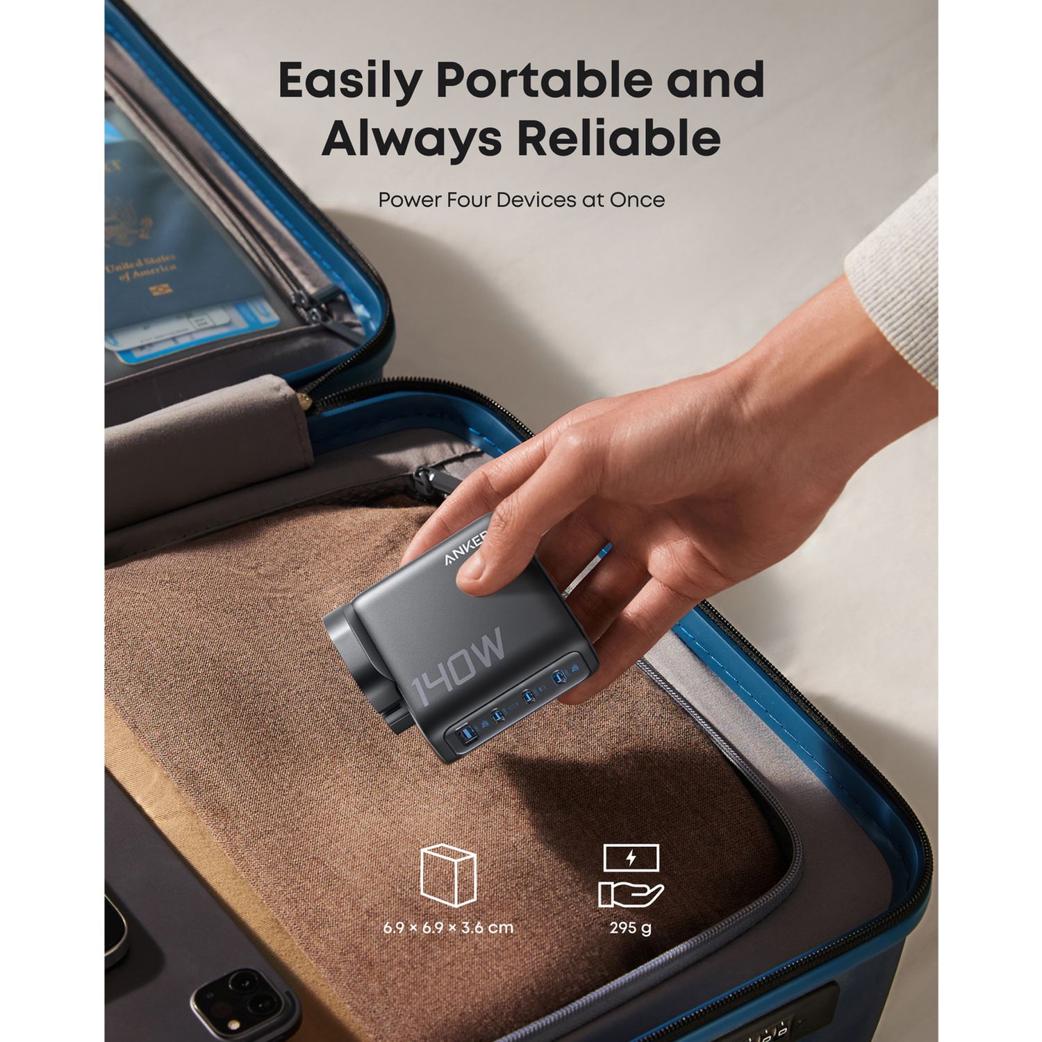 Anker 140W GaN 4-port USB-C USB-A wall charger (British brand)