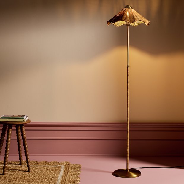 Habitat Norah rattan floor lamp natural, imported from the UK