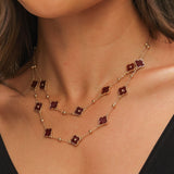 Lipsy gold and burgundy clover double row necklace - British product