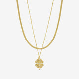 Lipsy gold-tone crystal clover pendant necklace, imported from the UK