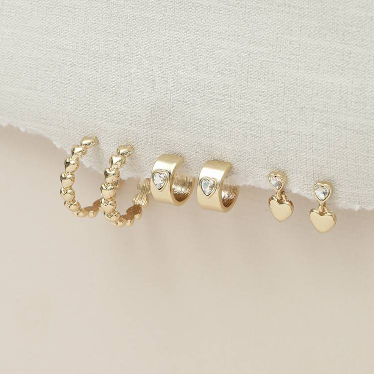 Lipsy crystal heart earrings pack of 3, UK version