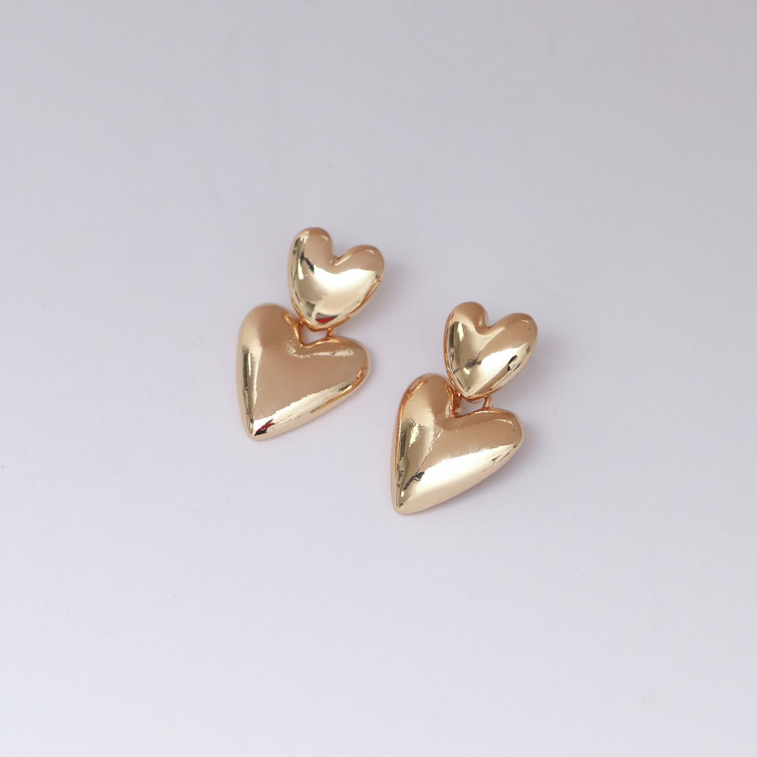 Lipsy gold plated puffed heart drop earrings - British product