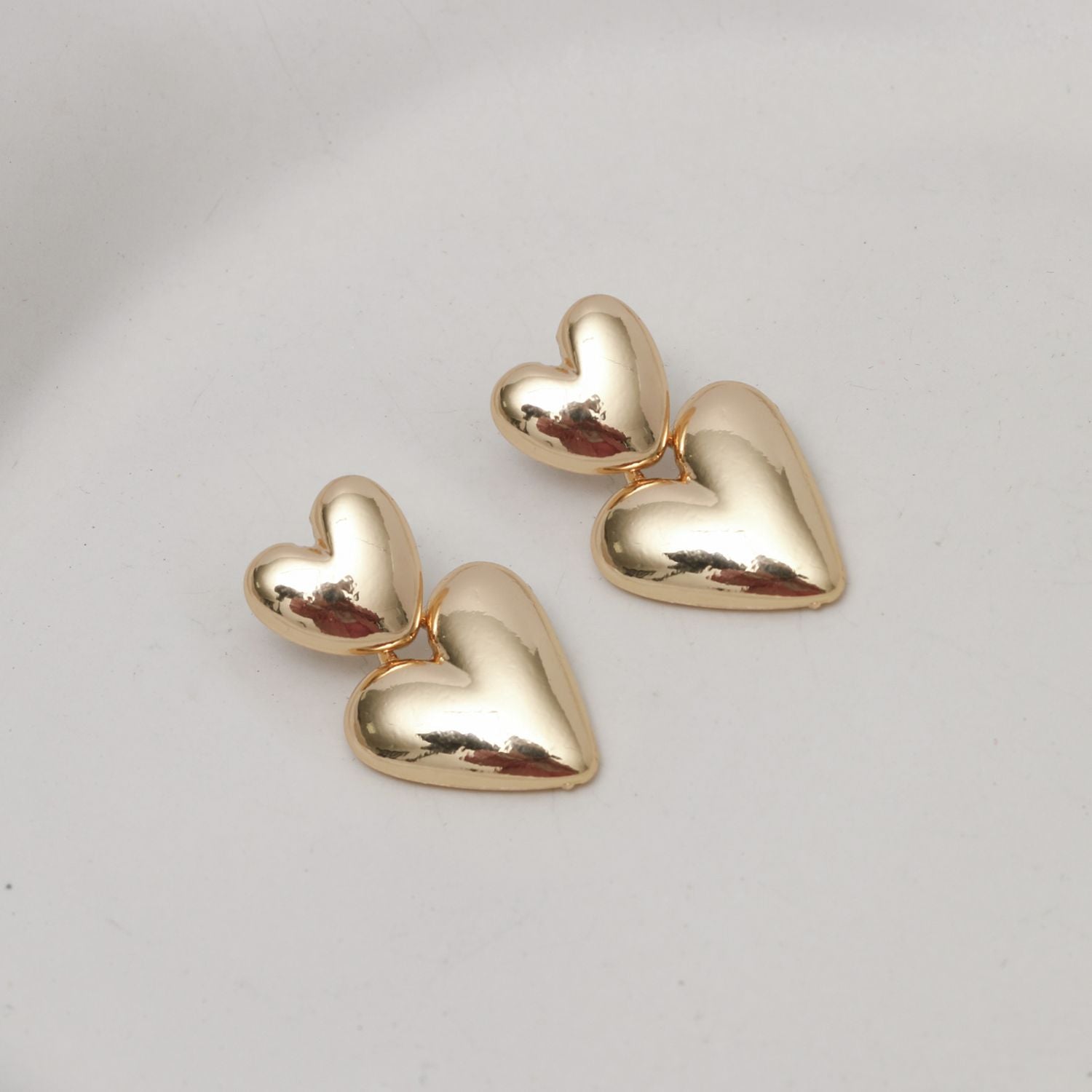 Lipsy gold plated puffed heart drop earrings - British product